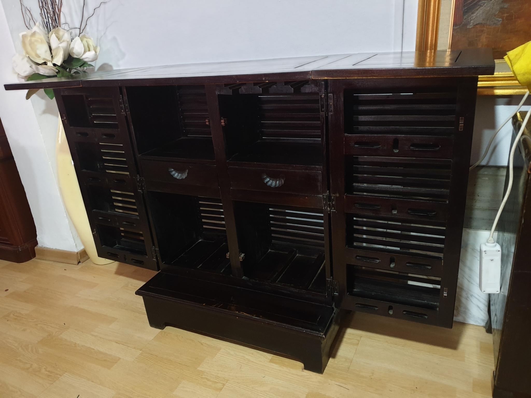 Barra de madera plegable