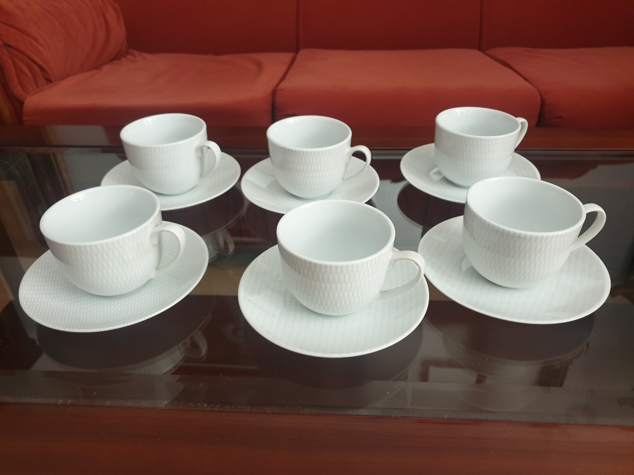 6 tazas+6 platos de té, porcelana fina Valuart