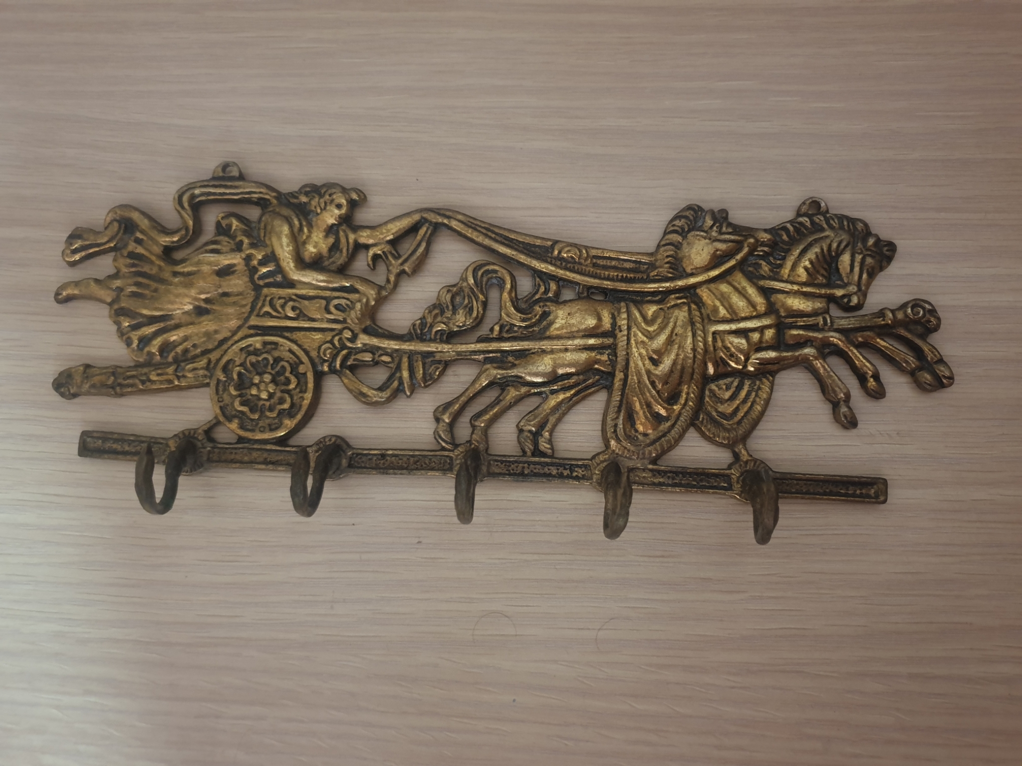Cuelga llaves en bronce, 5 ganchos