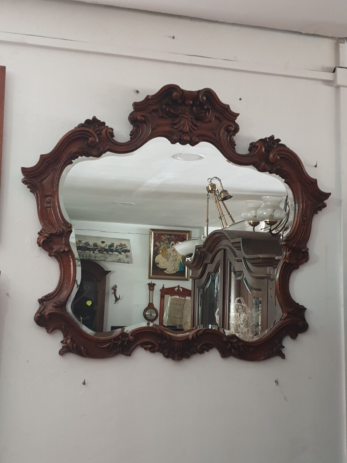 Antiguo espejo Grande de madera tallada