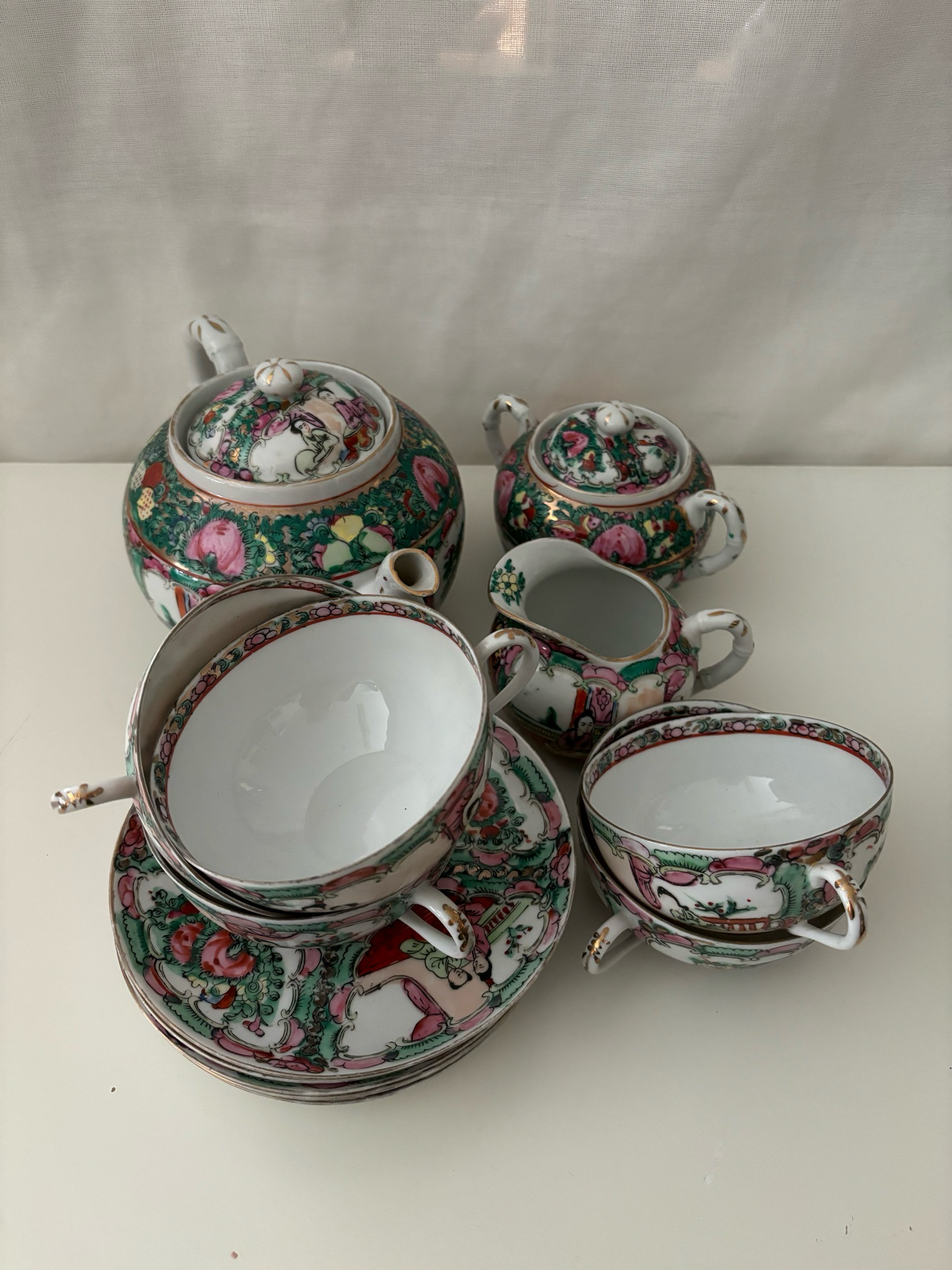 Juego de té oriental decorado a mano