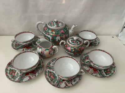 Juego de té oriental decorado a mano