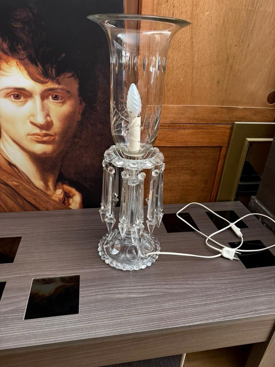 Lámpara candelabro  vintage de cristal