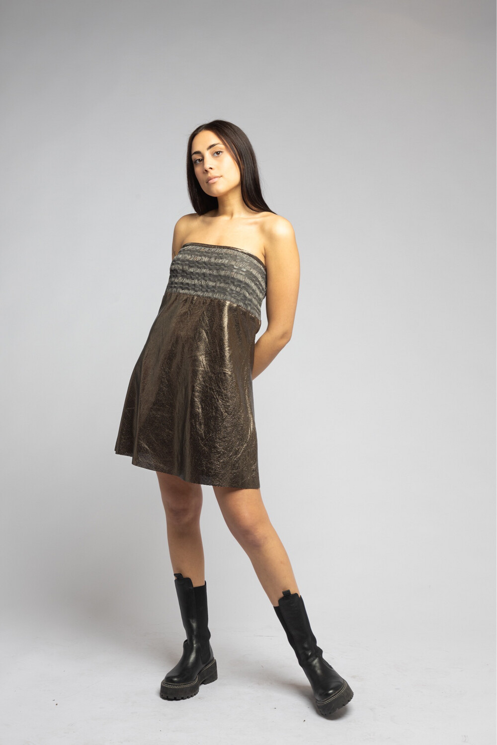 Vestido Lirios Gris