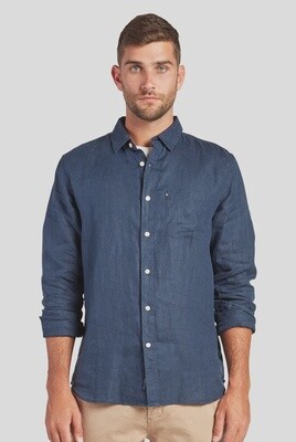 HAMPTON L/S LINEN SHIRT - NAVY