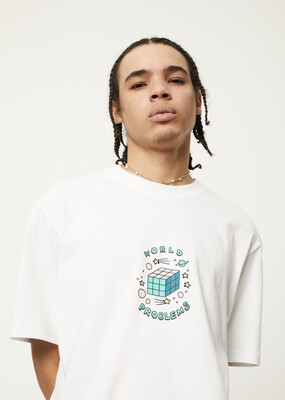 WORLD PROBLEMS  RECYCLED RETRO TEE- WHITE
