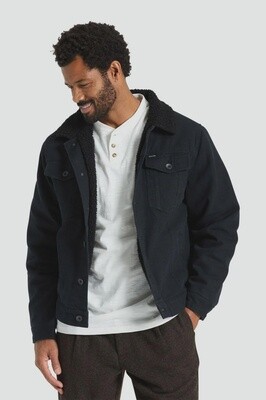 CABLE LINED TRUCKER JACKET - BLACK