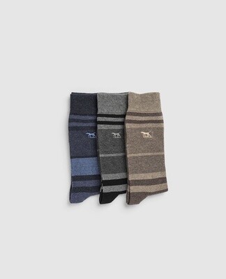 STIRLING STRIPED THREE PACK SOCKS - ASSORTED