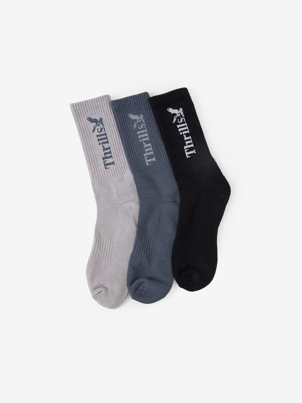 THRILLS WORKWEAR 3 PACK SOCK - ALLOY/ LIGHT PETROL/ BLACK