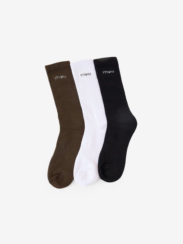 MINIMAL THRILLS MINIMAL 3 PACK SOCK - WHITE / TARMAC/ BLACK