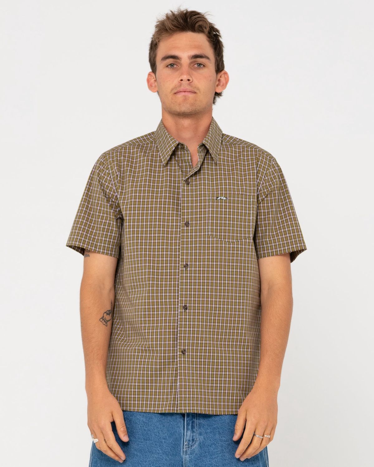 DATSUN CHECK SHORT SLEEVE SHIRT - SAVANNA