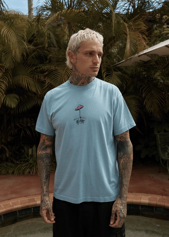 HIGH PRIORITY HEMP BOXY FIT TEE -OCEAN SPRAY