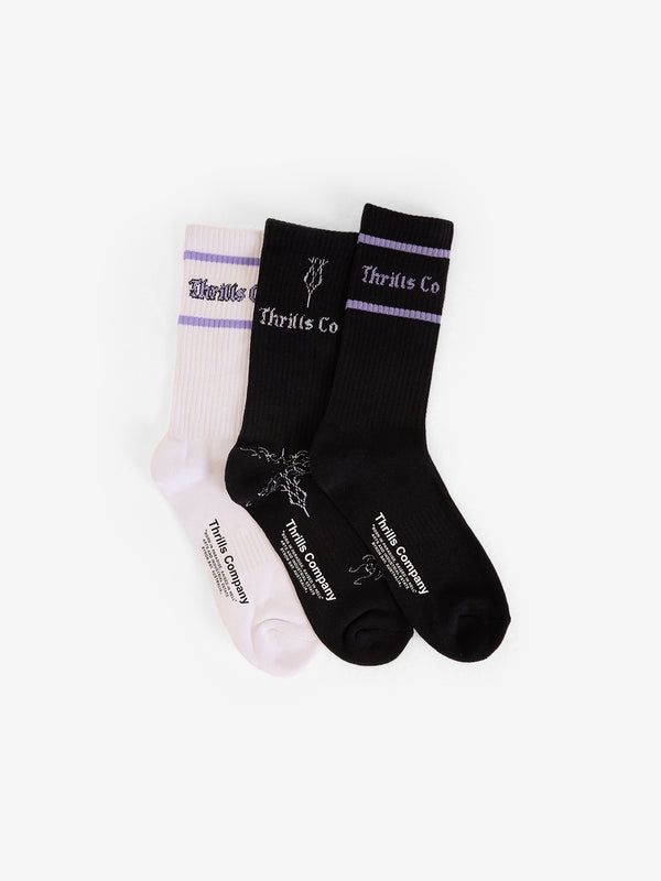 FILTER 3 PACK SOCK - WHITE - BLACK
