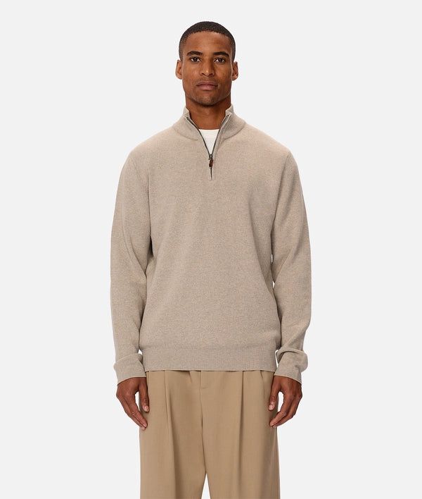 THE LAKEWOOD ZIP NECK KNIT - WHEAT