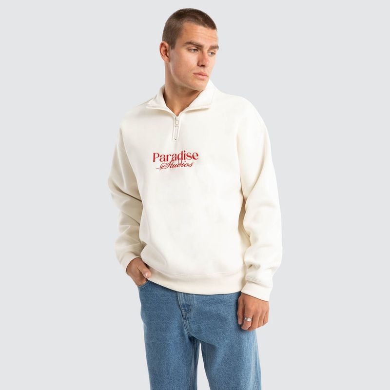 MERCH 1/4 ZIP SWEATER - TOFU
