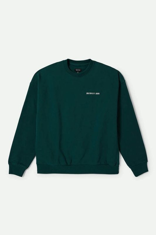 EMBROIDERED HEAVY WEIGHT CREW - DEEP EMERALD