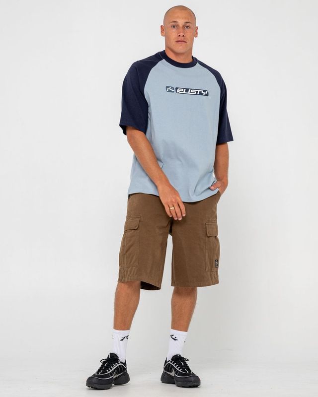 BUBBLE RAGLAN SHORT SLEEVE TEE - SMOKE BLUE