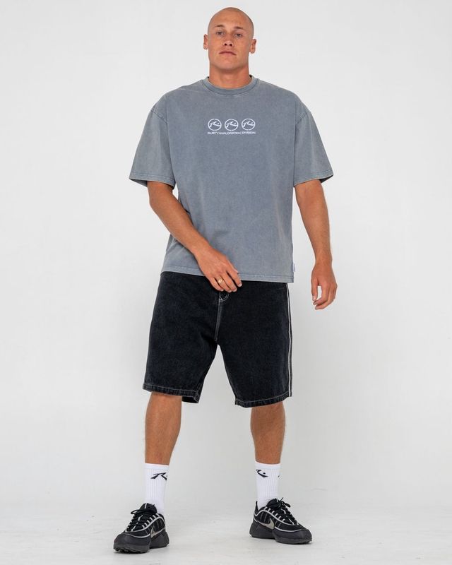 CRUSOE WASH SHORT SLEEVE TEE - CHINA BLUE