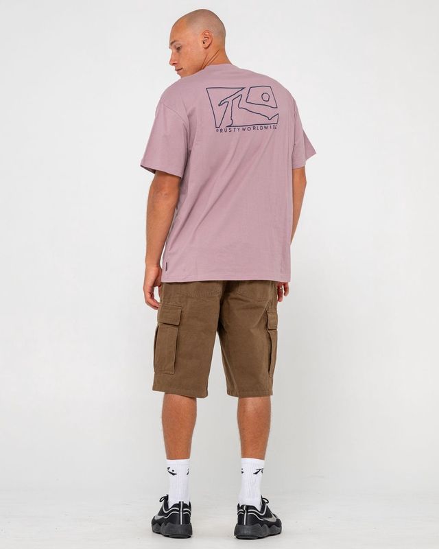 BOXED OUT SHORT SLEEVE TEE - ELDERBERRY