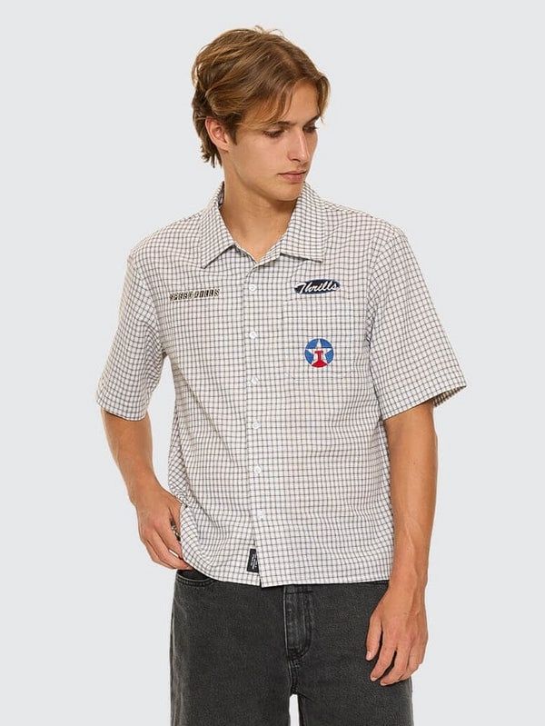 SUPER CHARGED SHORT SLEEVE SHORT CHECK WORK SHIRT - WHITE