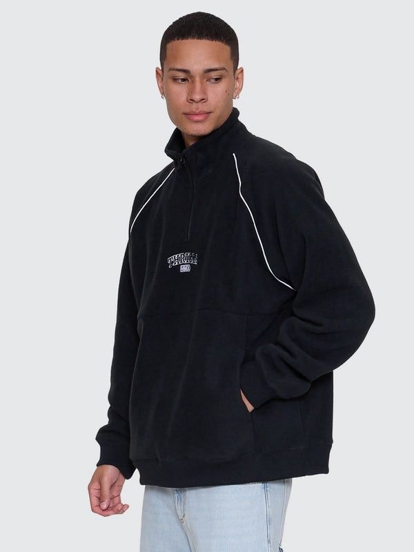 THRILLS OF VICTORY RAGLAN QUARTER ZIP POLAR FLEECE - FADED BLACK