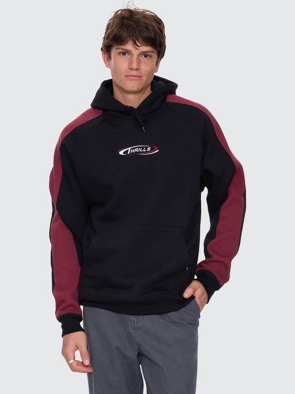 SPECTRAL RAGLAN PANEL CROPPED HOOD - BLACK