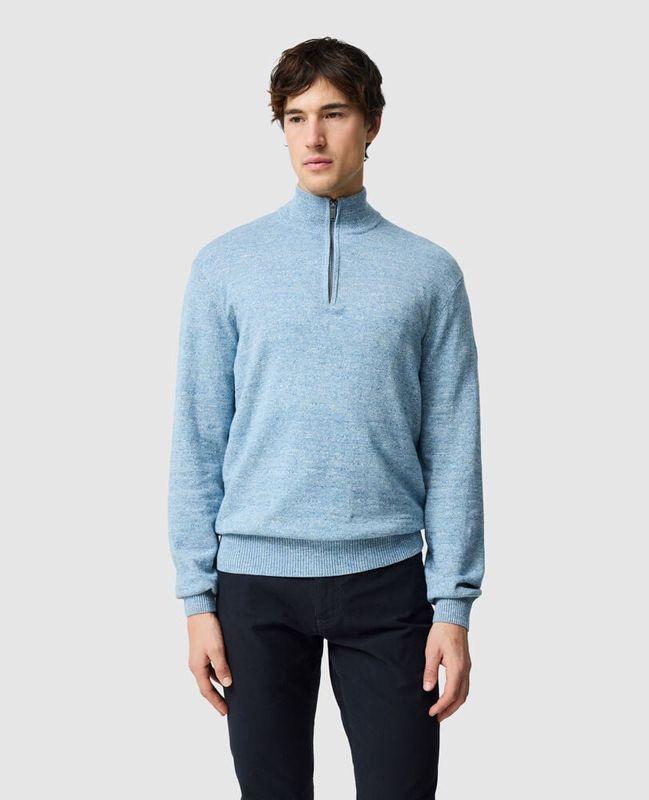 FORTROSE 1/ 4 ZIP KNIT - OCEAN