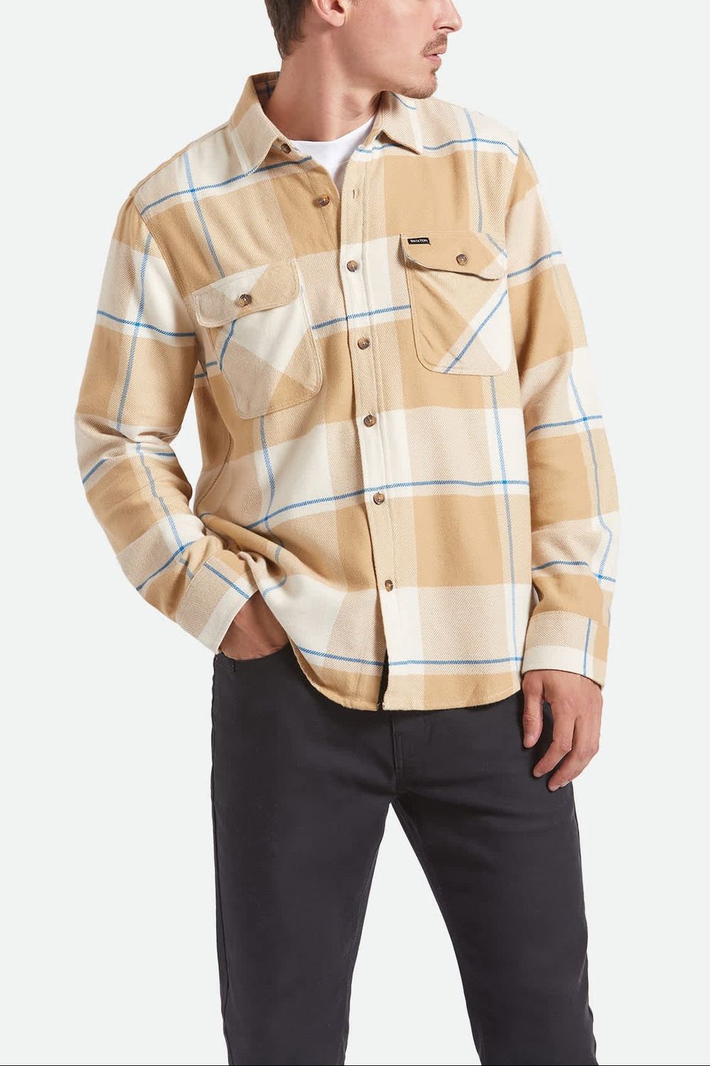 BOWERY FLANNEL - WHITECAP/SAND/CYBER BLUE