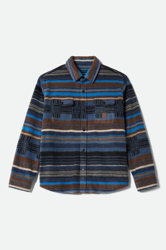 BOWERY  L/S ARTIC STRETCH FLEECE - MOOD INDIGO BLANKET STRIPE
