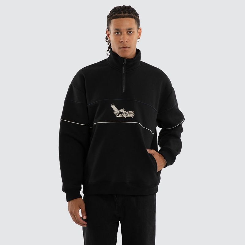 BETWEEN CHAOS &amp; CALM QUATER ZIP FLEECE - BLACK
