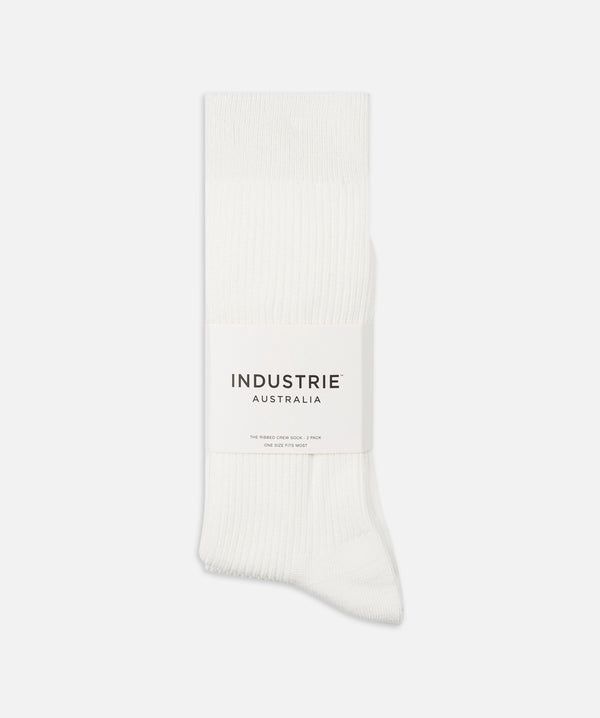 THE RIBBED CREW SOCK - WHITE