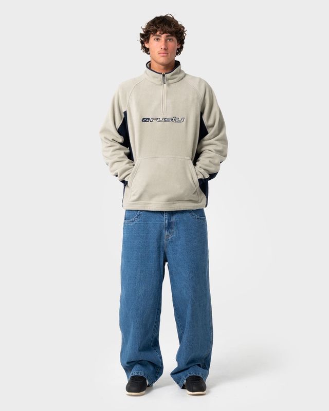 BLIZZARD QUARTER ZIP POLAR FLEECE - ABBEY STONE