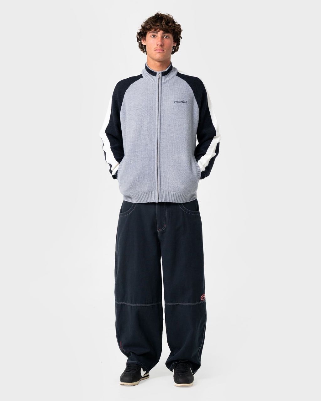 SPARSITY KNITTED BOMBER - GREY MARLE