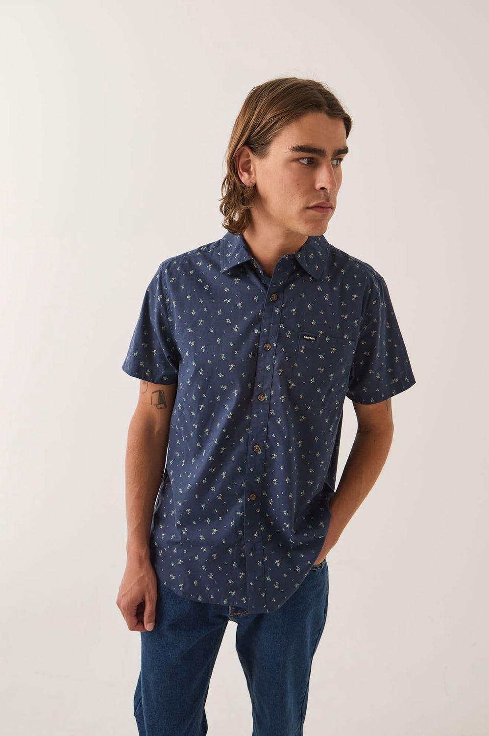 CHARTER PRINT SHORT SLEEVE SHIRT- WASHED NAVY/ MICRO FLORAL