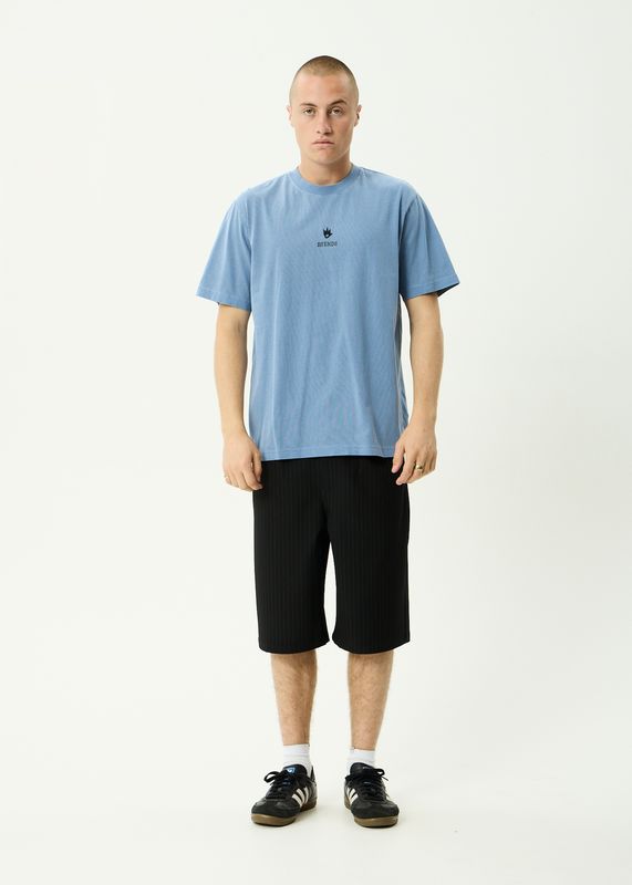 BURNIN RETRO TEE - WASHED SLATE BLUE