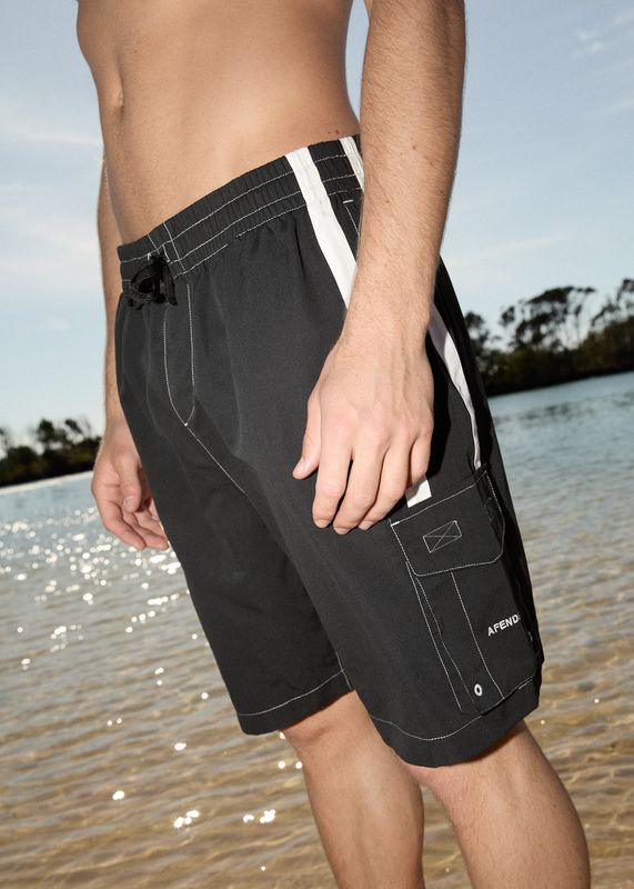 HOUSE RELATED CARGO SWIM SHORT - BLACK