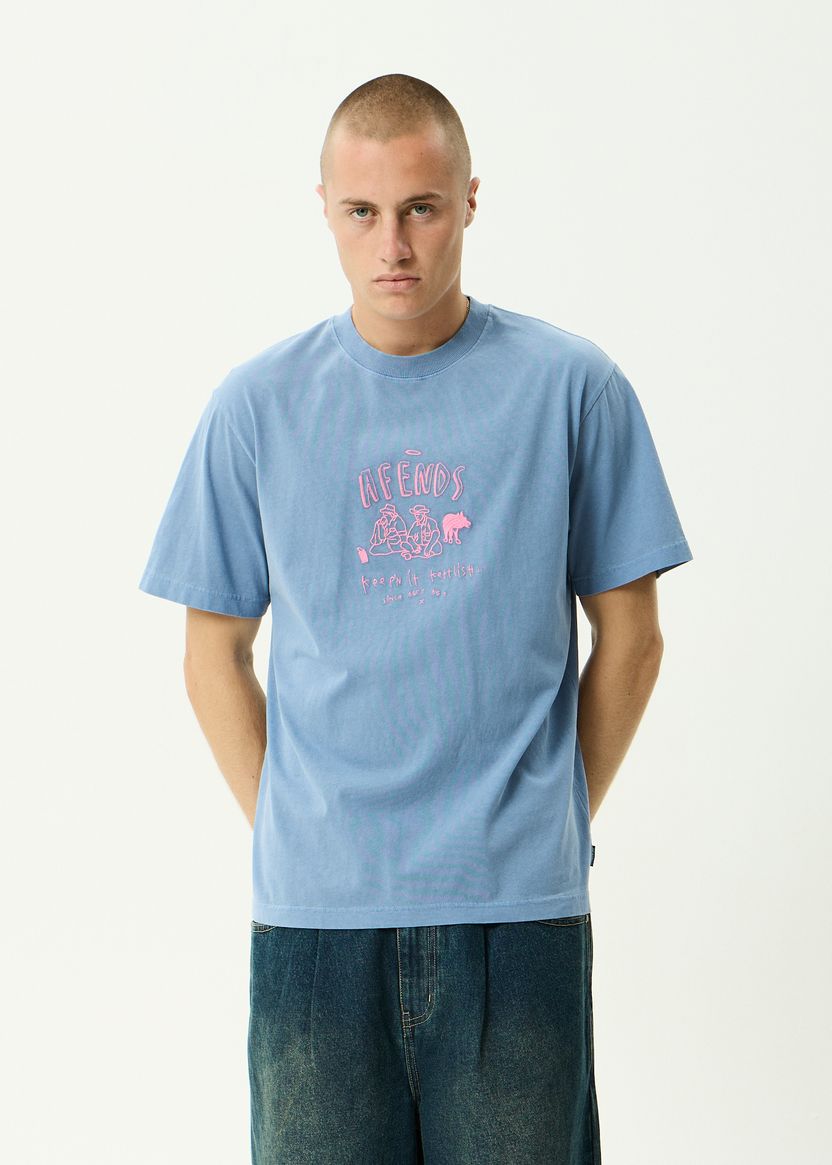 CAMP FIRE BOXY TEE - WASHED SLATE BLUE