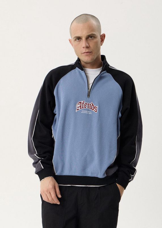 OCCUPANCY PANELED QUARTER ZIP JUMPER - SLATE BLUE