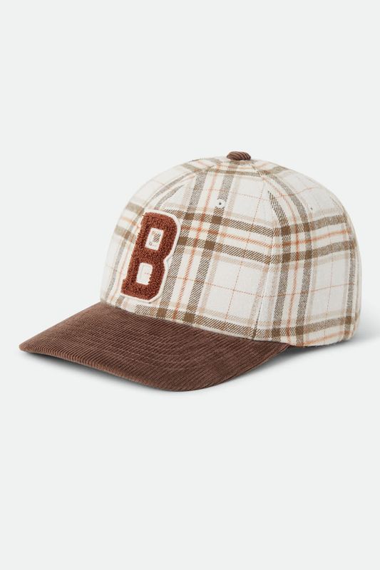 BIG B ADJ CAP - WHITE CAP PLAID/BROWN CORDUROY
