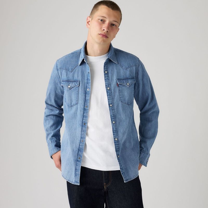 LEVI'S MEN'S BARSTOW STANDARD FIT  STANDARD FIT WESTERN SHIRT - BLUE SKY MOUNTAIN LIGHT