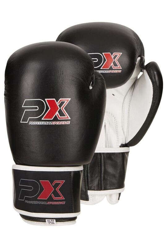 PX Boxhandschuhe, Echtleder, schwarz/weiss PX Boxhandschuhe, Echtleder, schwarz/weiss