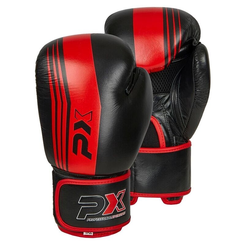 PX Boxhandschuhe, Echtleder, schwarz/rot PX Boxhandschuhe, Echtleder, schwarz/rot