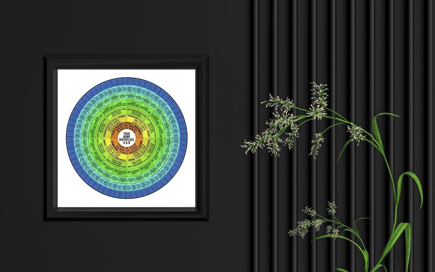 Full Circle Fan Style Family tree Print - 8 Generations