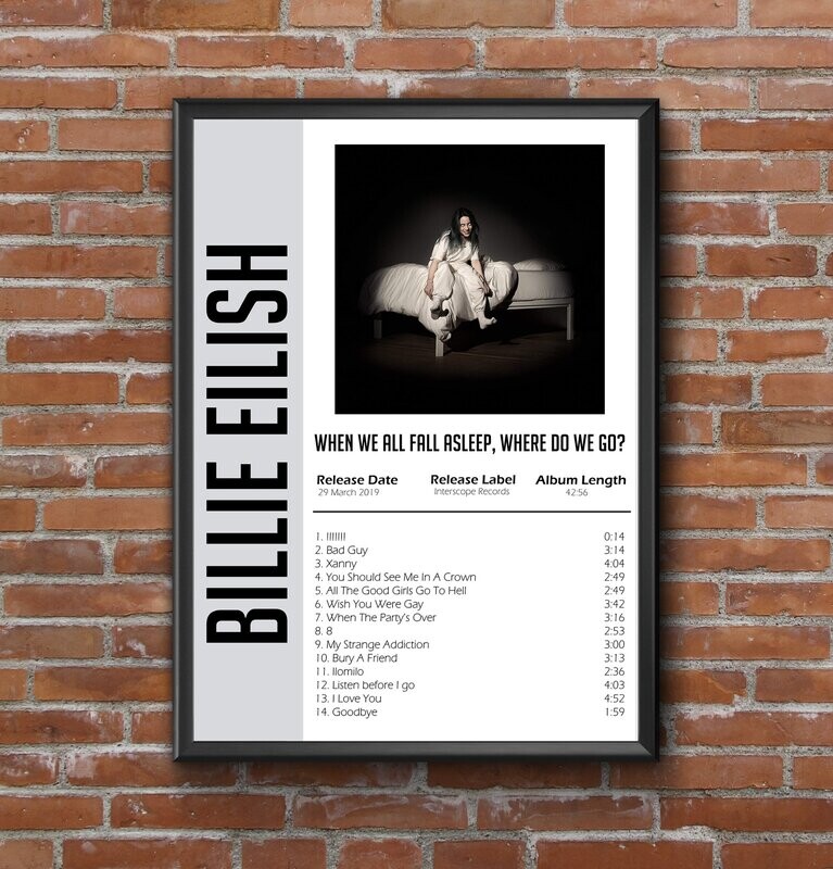 Billie Eilish - When We Fall Asleep Where Do We Go? Album Print