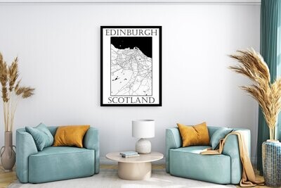 Edinburgh - Scotland Monochrome Map Print