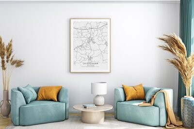 Chippenham - Wiltshire  Line Map Print