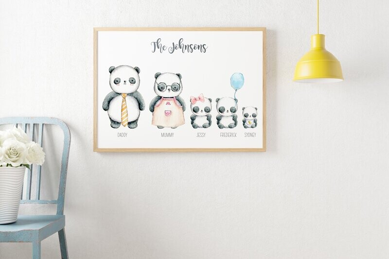 Personalised Panda Family Print