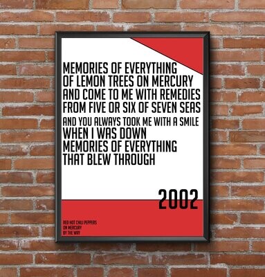 Red Hot Chilli Peppers - On Mercury Block Colour Lyric Print