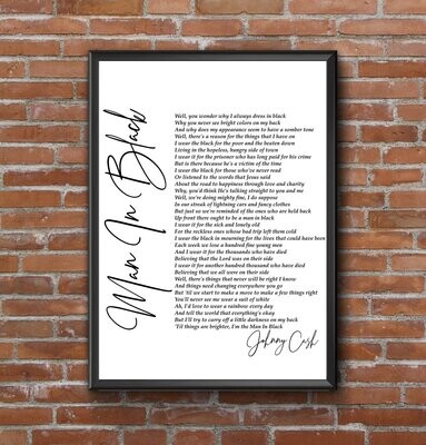 Johnny Cash - Man In Black Signature Lyric Print