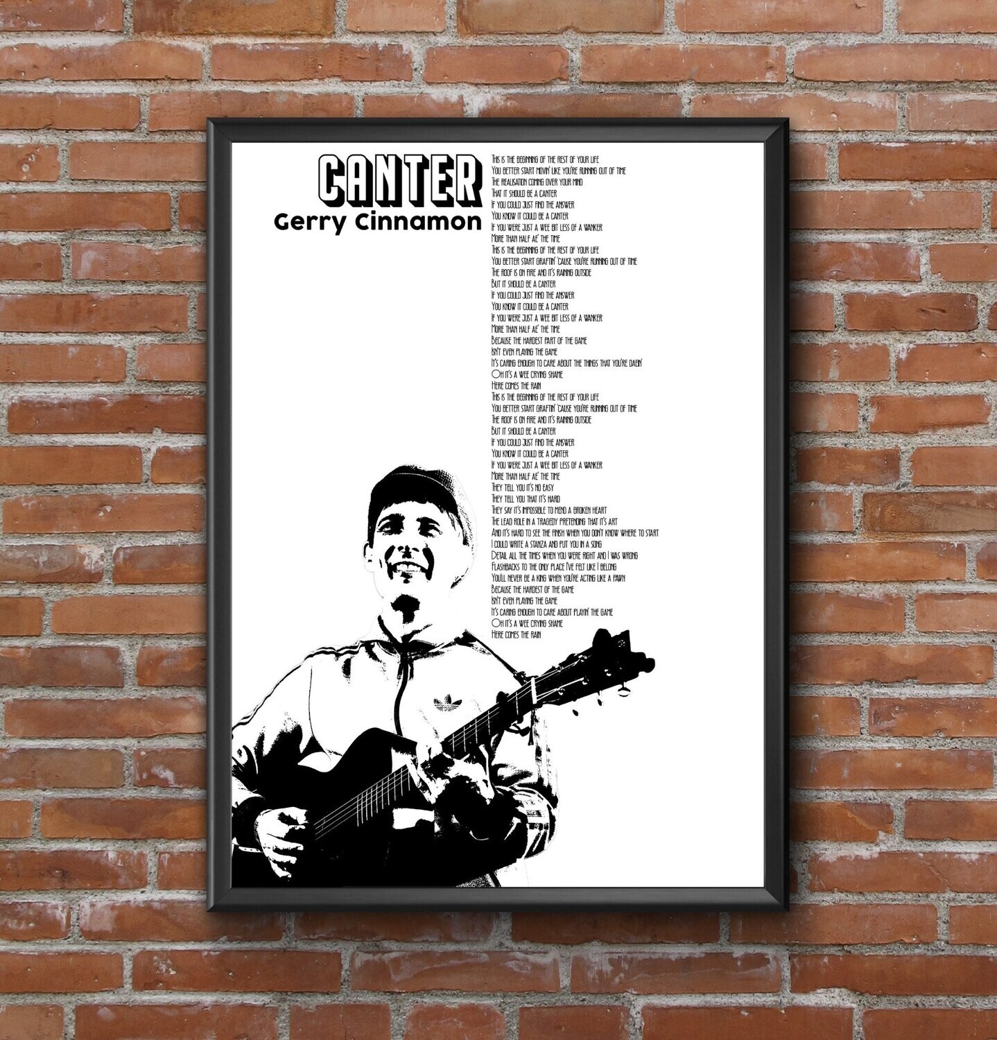 Gerry Cinnamon  - Canter Black and White Portrait Lyric Print